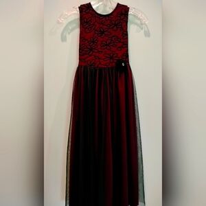 Girl’s Burgundy Embroidered Tulle Party Dress Size 8